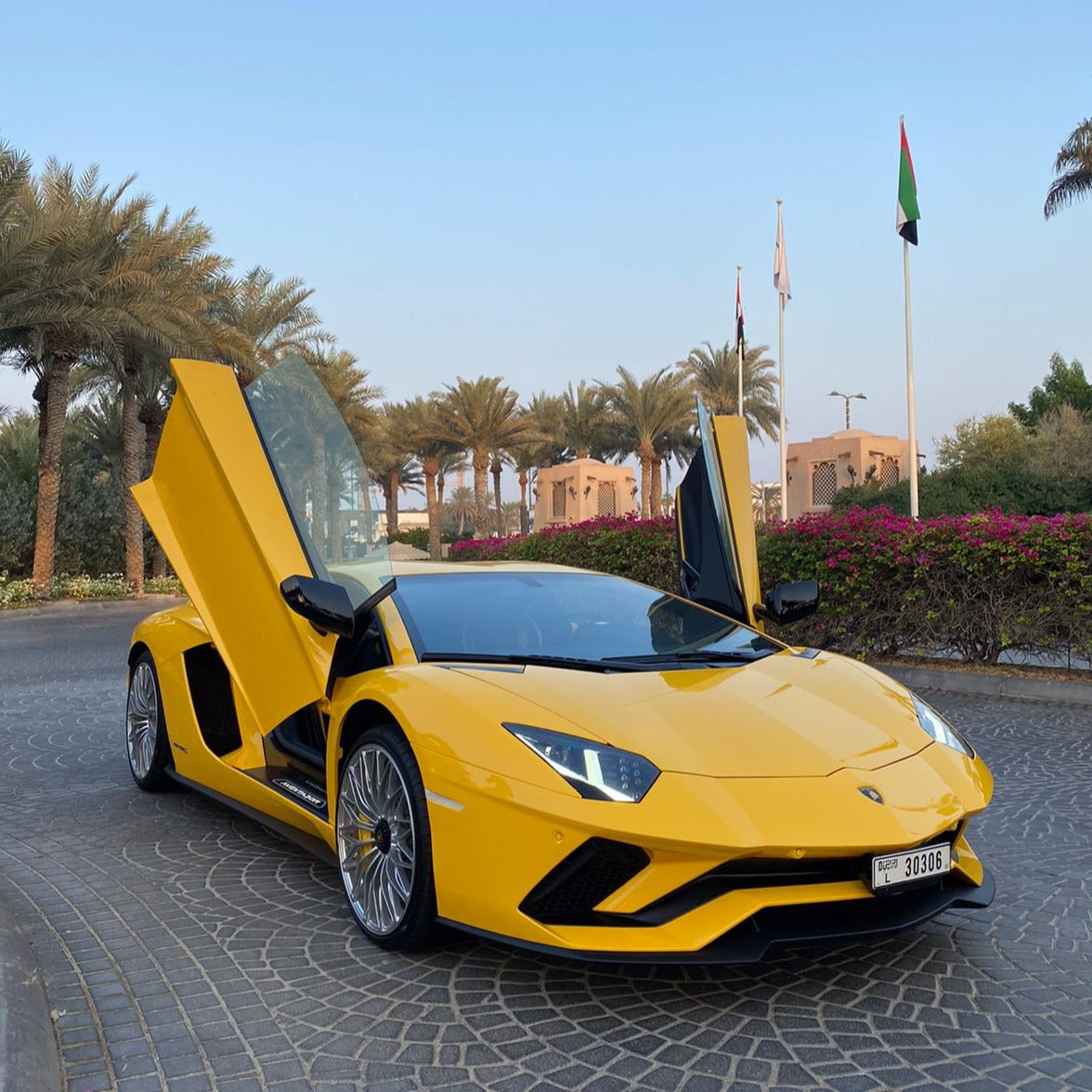 LAMBORGHINI AVENTADOR 2021 (YELLOW/RED) five luxury car rental